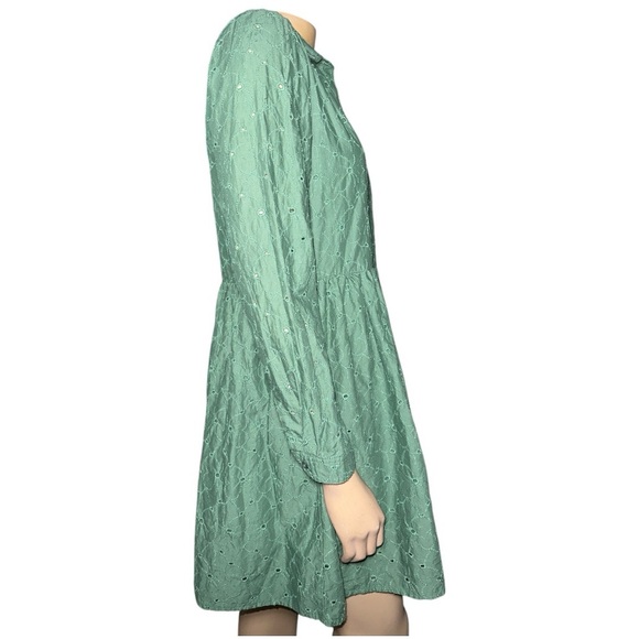 JCrew women’s Green Eyelet mini Button-Up Dress size 6 - Picture 8 of 14